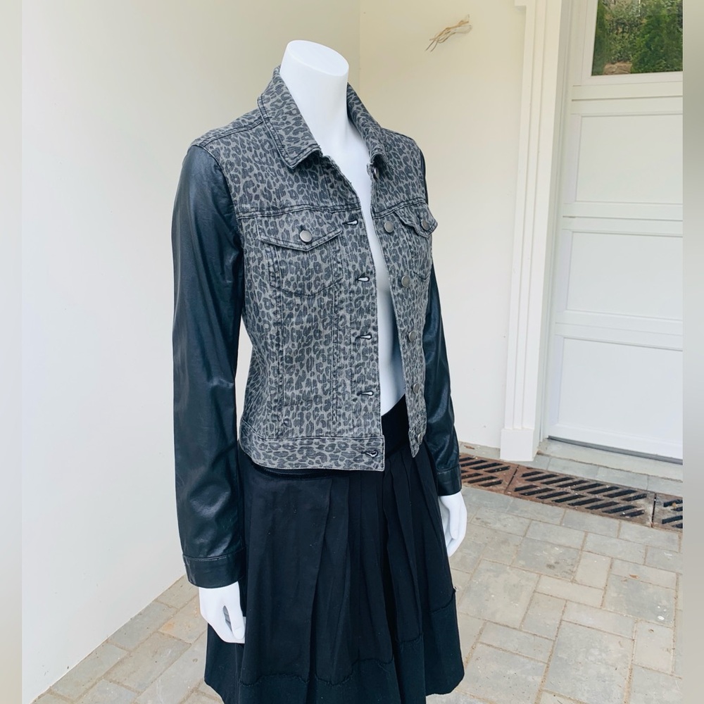 Aqua Leopard print Denim jacket